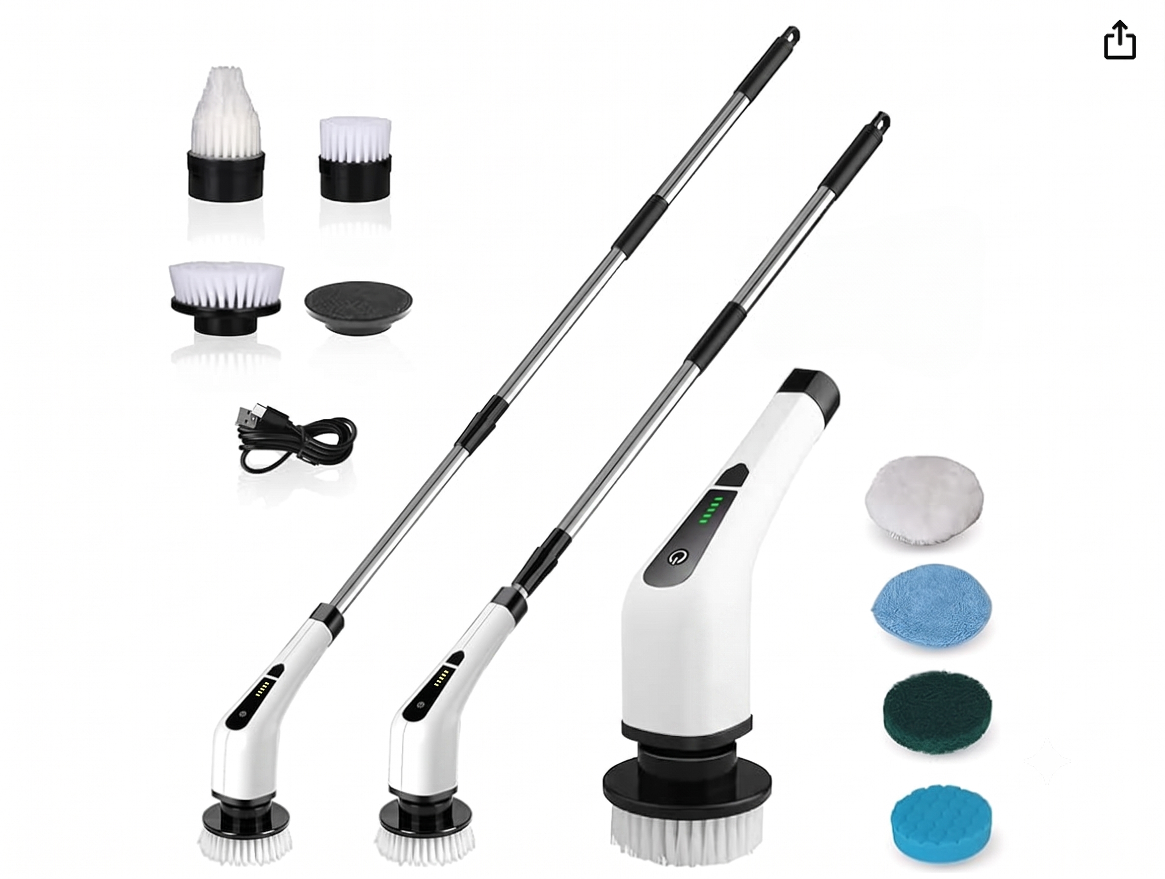Electric Spin Scrubber Pro™ – Cordless Multi-Purpose Cleaning Brush with 8 Brush Heads & Adjustable Extension Handle