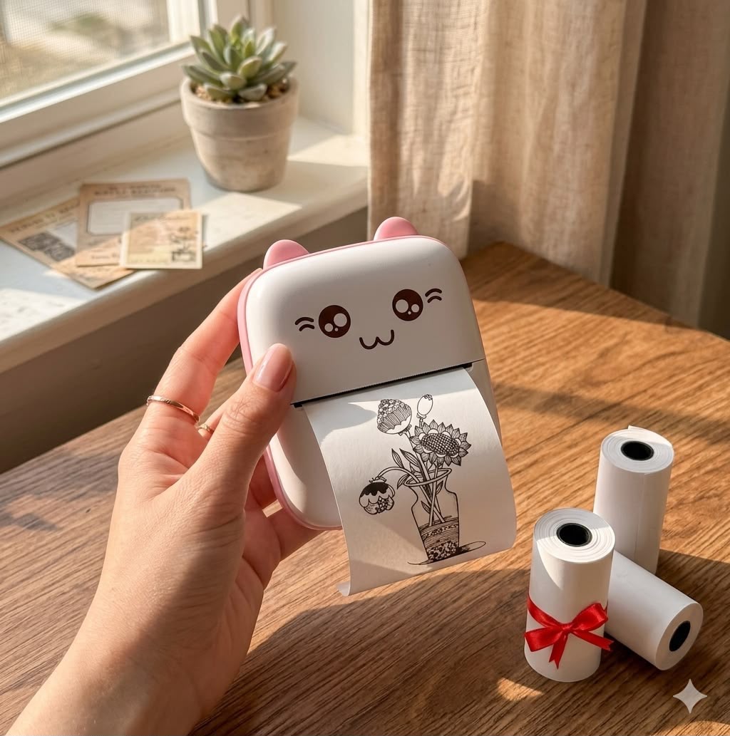 Mini Bluetooth Thermal Printer – Portable, Ink-Free, For Android & iOS